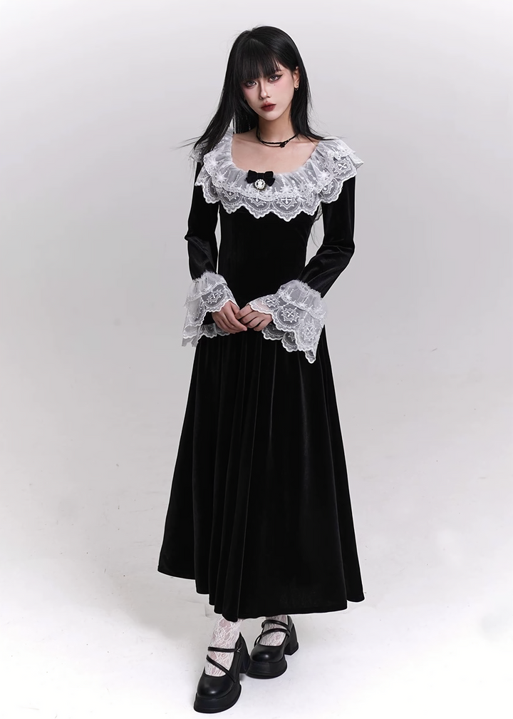 LUNA LACE VELVET DRESS / LG1465