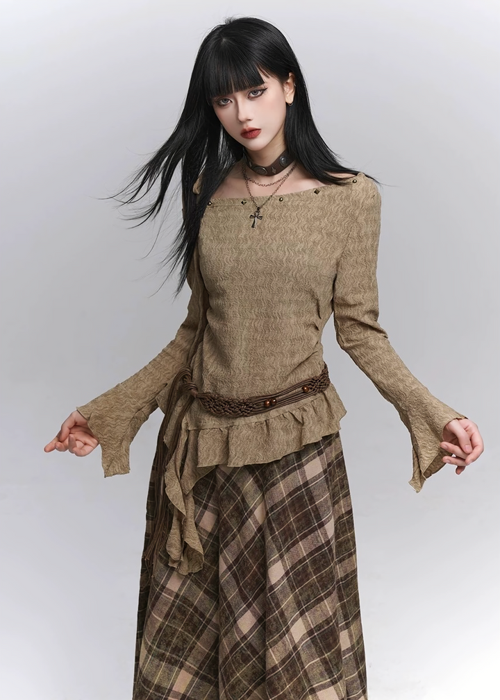 Asymmetry Neck Frill Top / lg1364