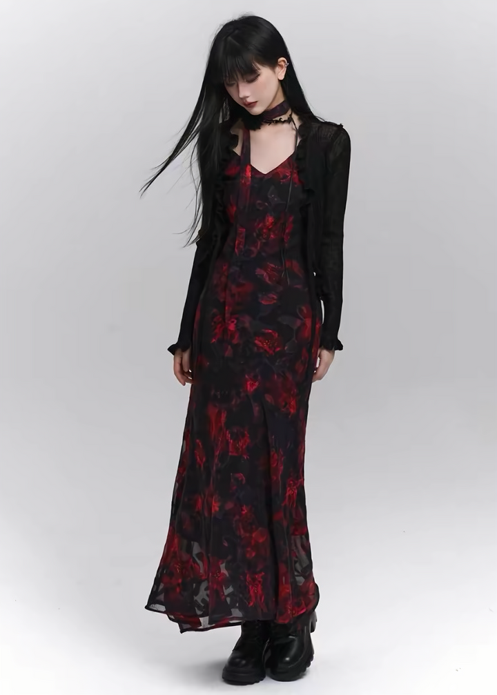 GOTHIC FLOWER CAMI DRESS SET