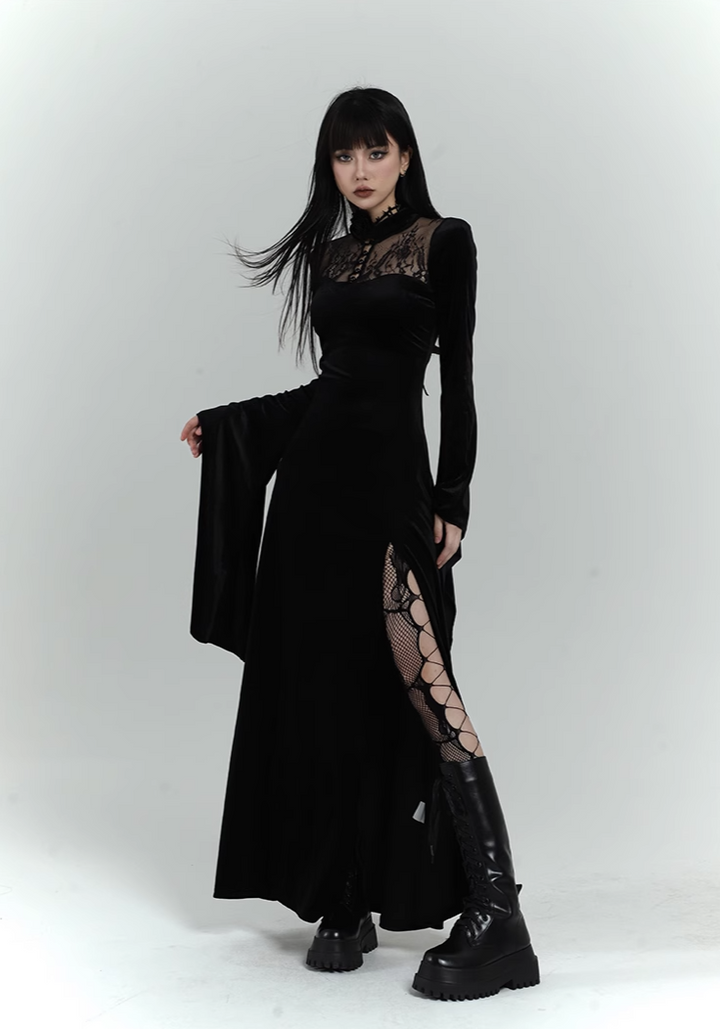 black velvet gothic dress+corset/lg1131