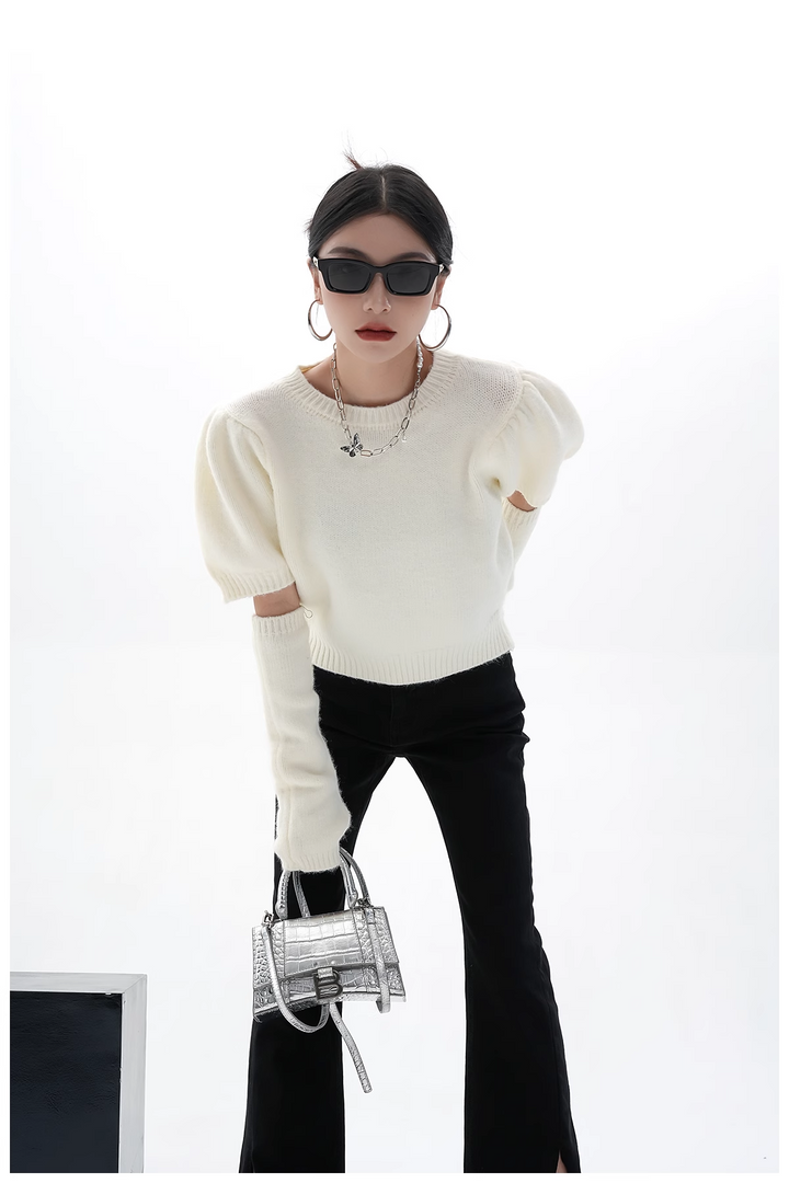 puff sleeve short sweater/sr1105