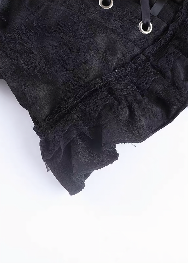 GOTHIC LACE-UP TOP &amp; RUFFLE MINI SKIRT / LG1693