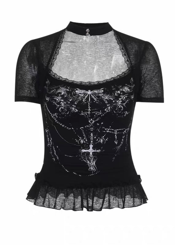 GOTHIC LACE FRILL TOP / LG1637