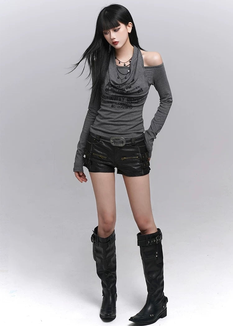Dark Rebel Buckle Shorts / lg1343
