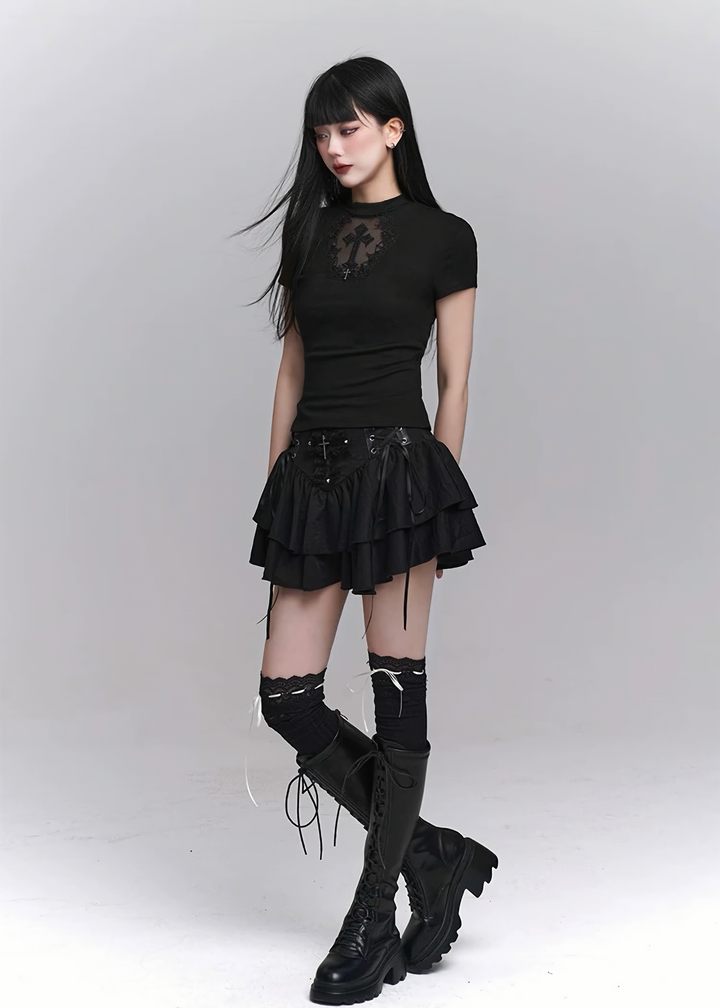 GOTHIC CROSS MINI SKIRT SET