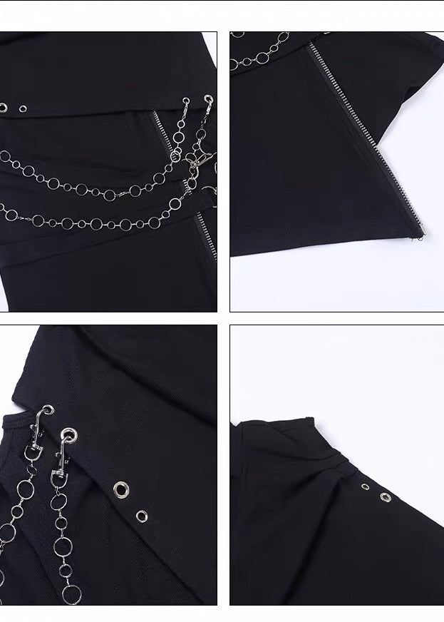 DARK CHAIN HOODED TOP / LG1659
