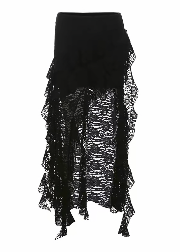 LACE ASYMMETRY LAYERED SKIRT / LG1573