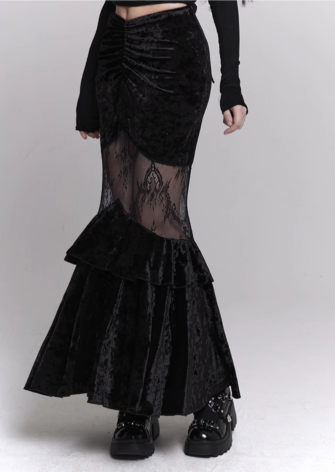 velvet fishtail skirt/lg1120_e4r