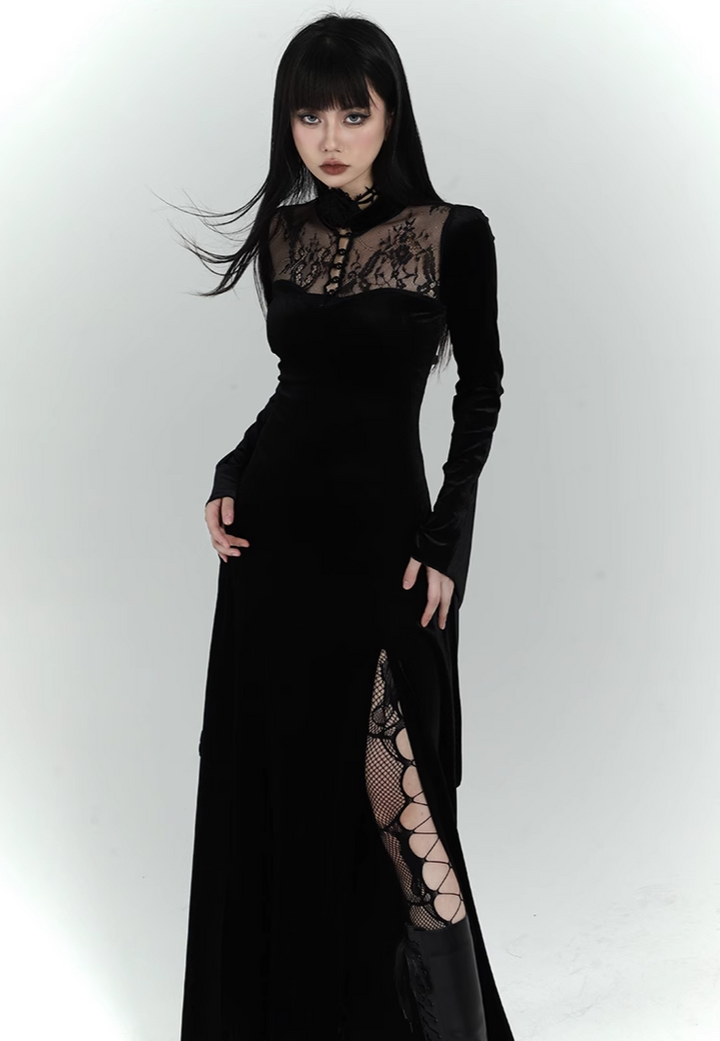 black velvet gothic dress+corset/lg1131