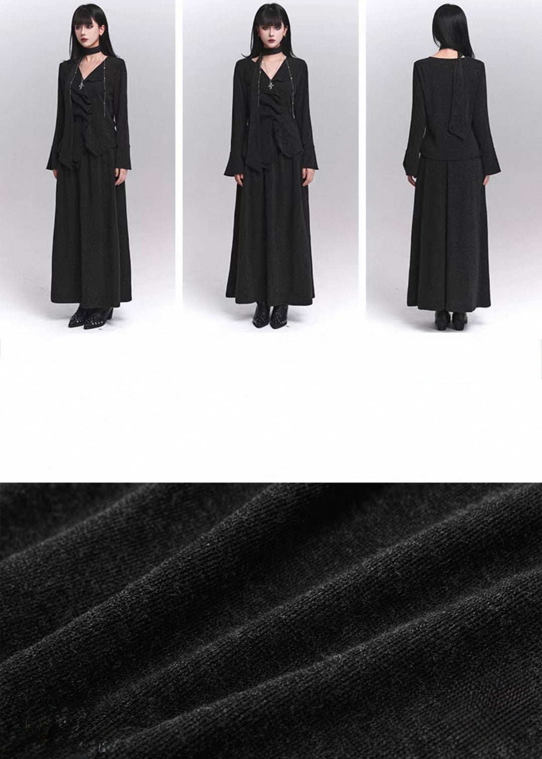 Asymmetrical ruffle top and long skirt set / LG1400