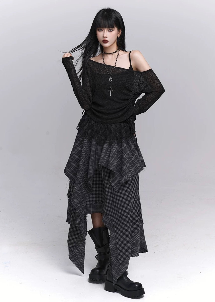 Lace Layered Sheer Knit Top / LG1359