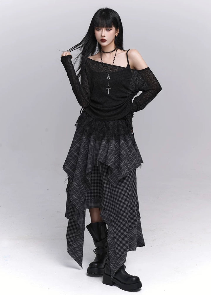 Lace Layered Sheer Knit Top / LG1359