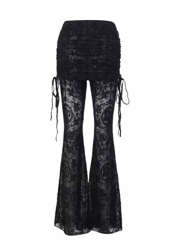 LACE FLARE SEE-THROUGH PANTS / LG1188_e4r