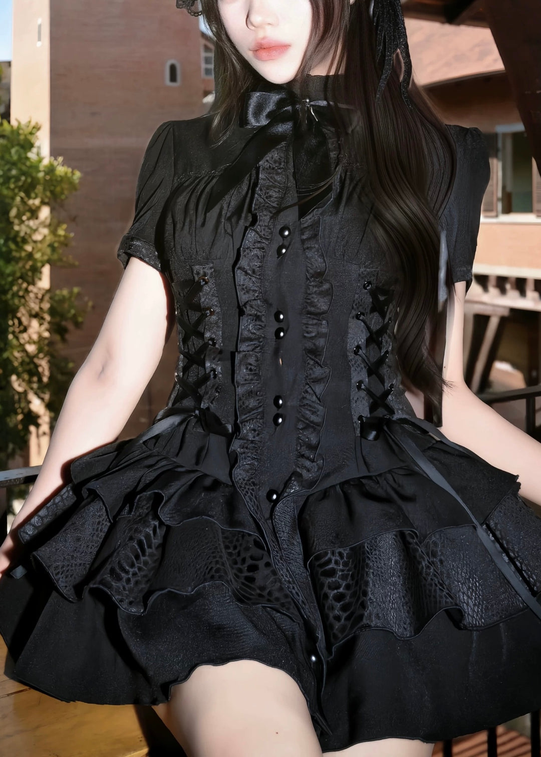 GOTHIC FRILL CORSET MINI DRESS / LG1561