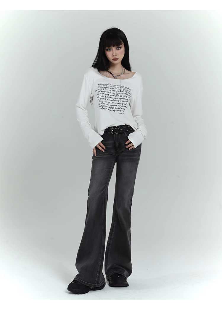 retro wash flare denim pants / lg1116