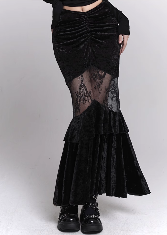 velvet fishtail skirt/lg1120_e4r