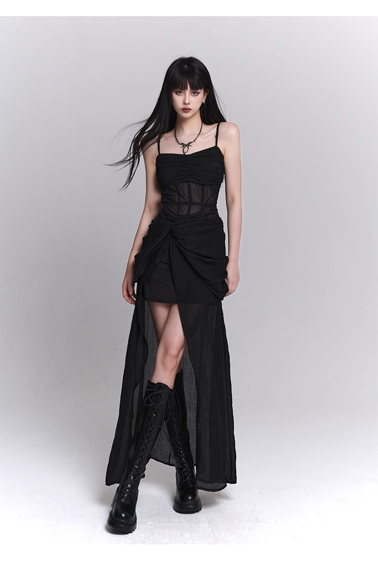 [Same-day delivery] black gothic one piece dress / LG1101