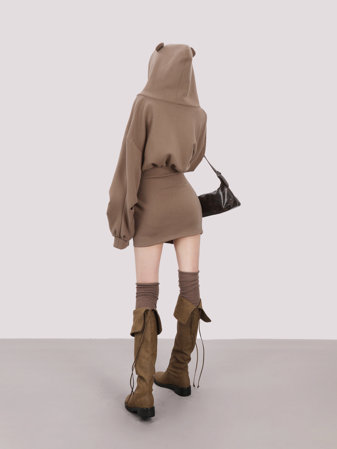 bear ear hoodie dress/mu1105