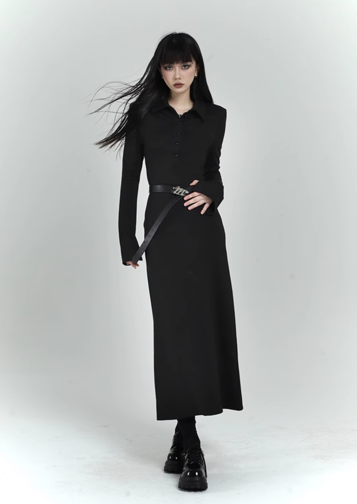 long sleeve polo dress/lg1129