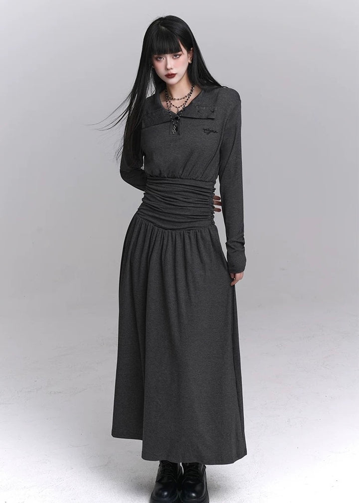 dark tailored polo dress / LG1228