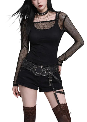 DARK OFF-SHOULDER MESH TOP / LG1630