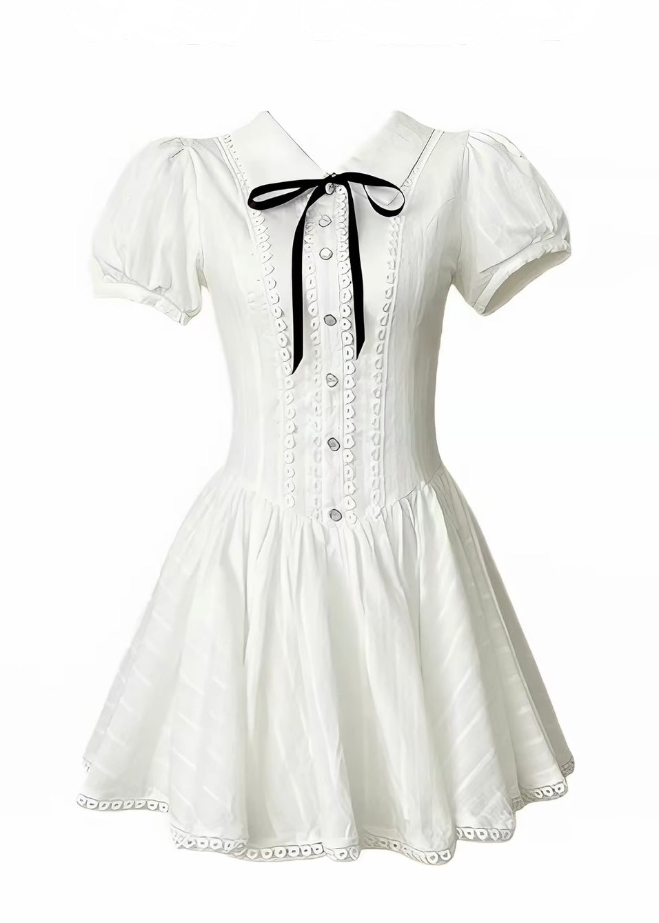 RIBBON PUFF SLEEVE MINI DRESS / LG1654