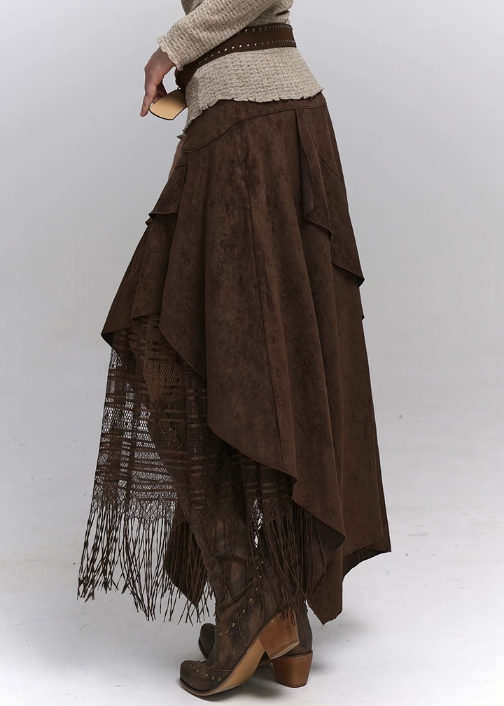 Layered Fringe Long Skirt / lg1373