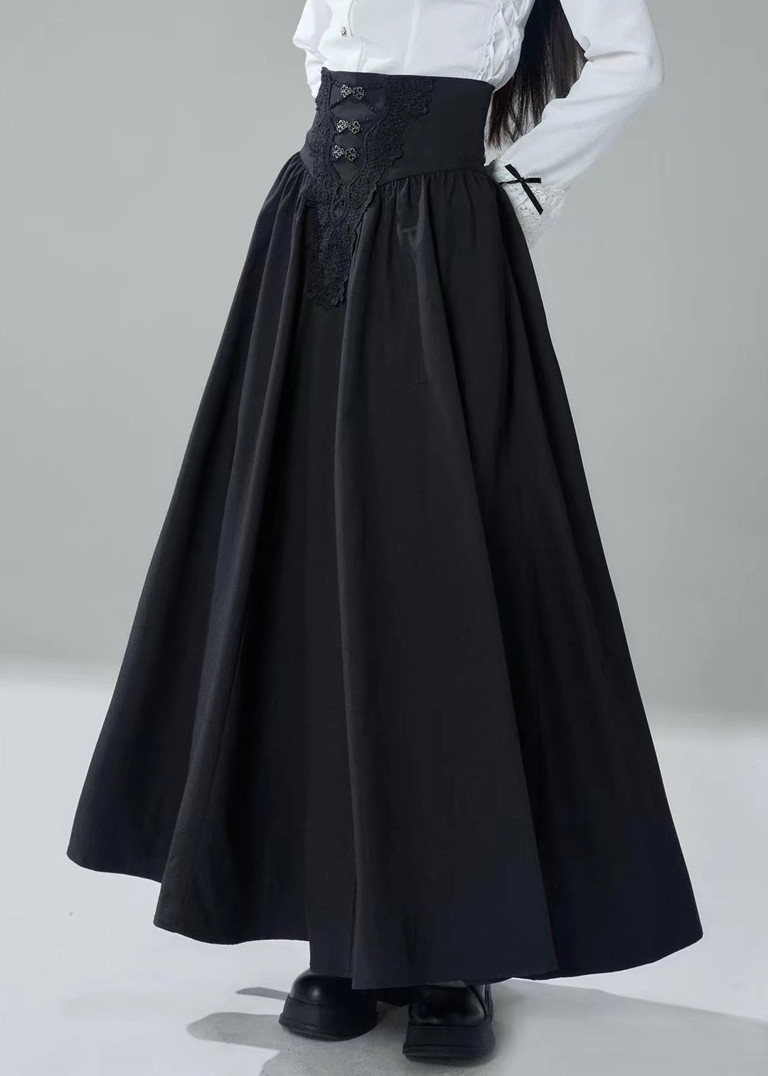 GOTHIC FRILL SHIRT &amp; CORSET WAIST LONG SKIRT / LG1718