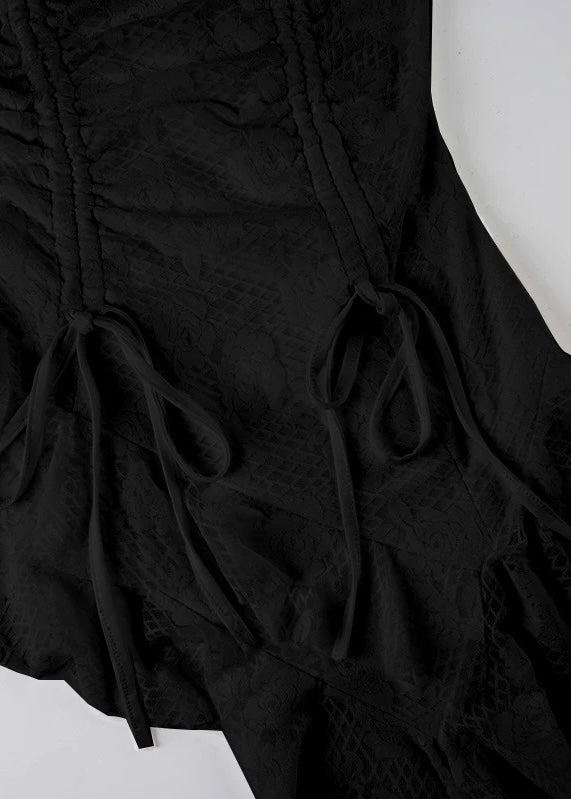LACE DRAPE DARK MINI DRESS / LG1585