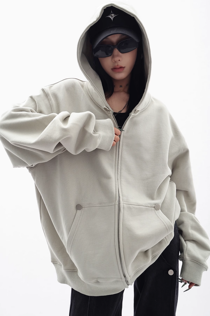 oversized full zip hoodie/as1116