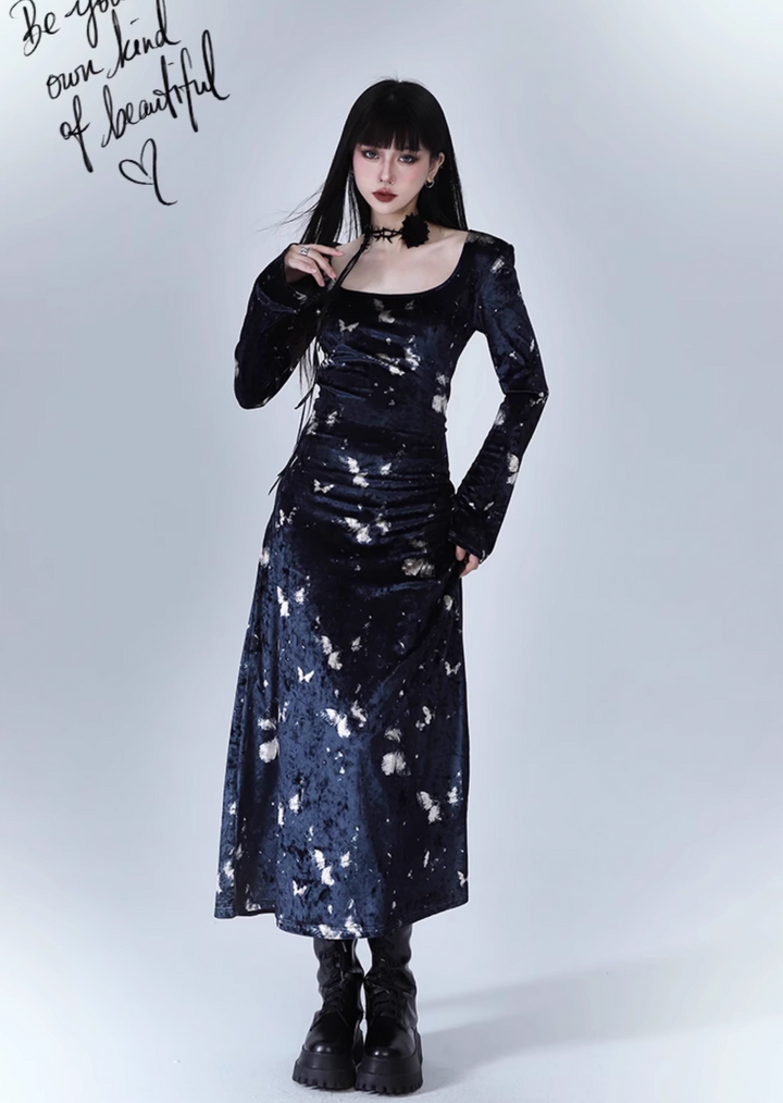 velvet butterfly starry night dress/lg1126