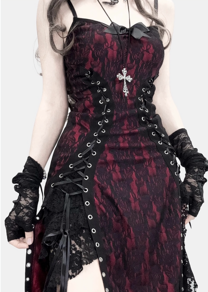 LACE CORSET LAYERED LONG DRESS / LG1574
