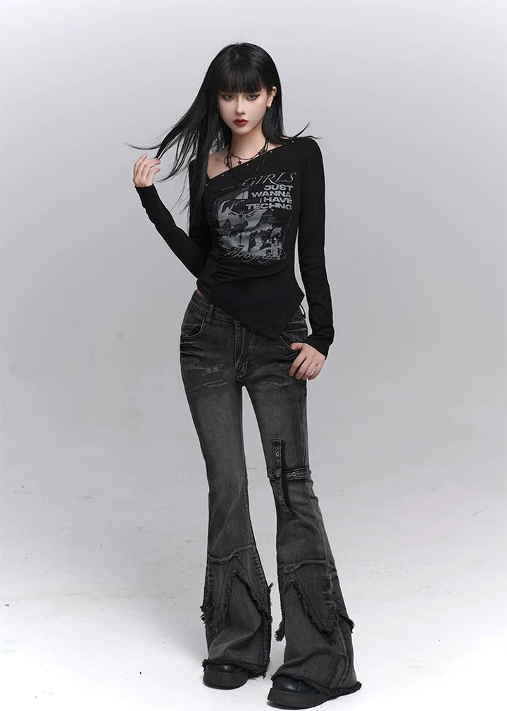 Asymmetry Techno Print Top / LG1369