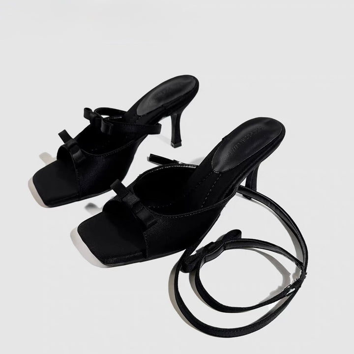 DARK RIBBON STRAP MULES / V1176