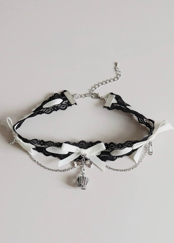 NOIR LACE CROSS GARTER&amp;CHOKER / A1132_e4r