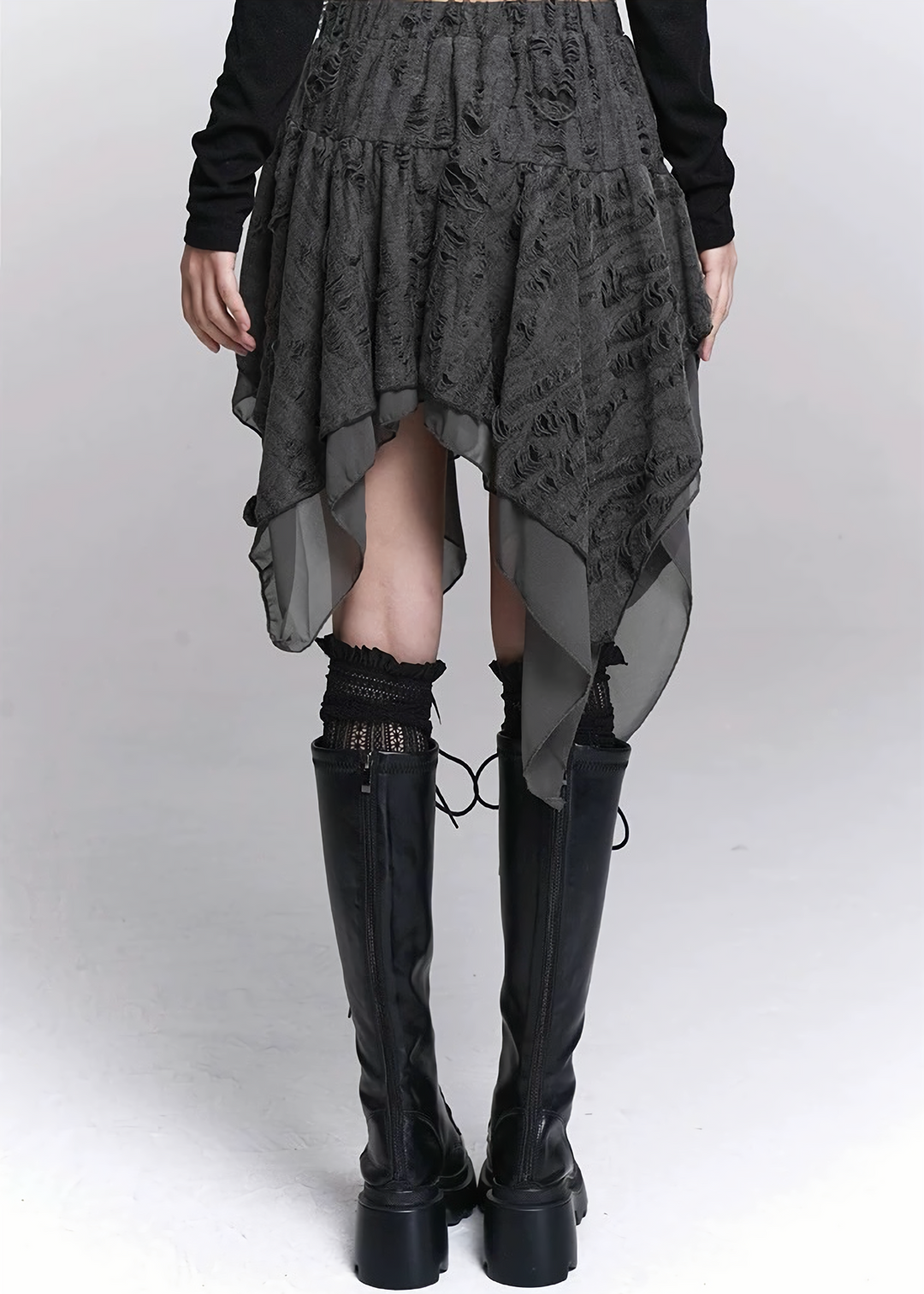 IRREGULAR DAMAGE LAYERED SKIRT / LG1543