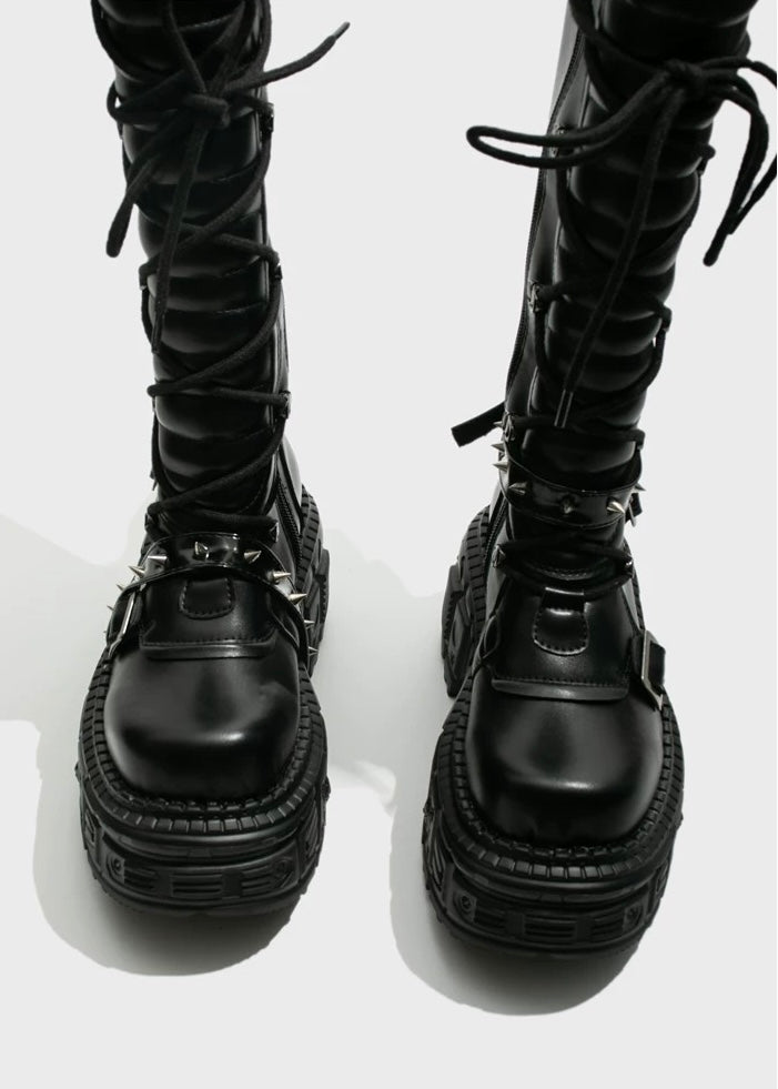 punk style high boots / v1103