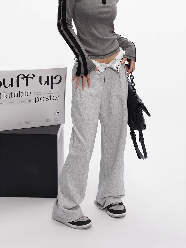 flip waist straight sweatpants/as1107