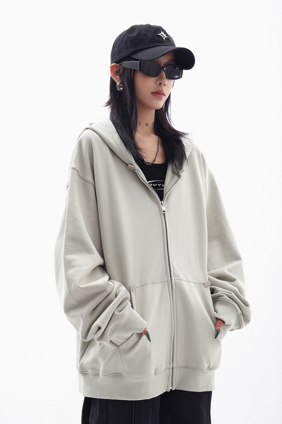 oversized full zip hoodie/as1116