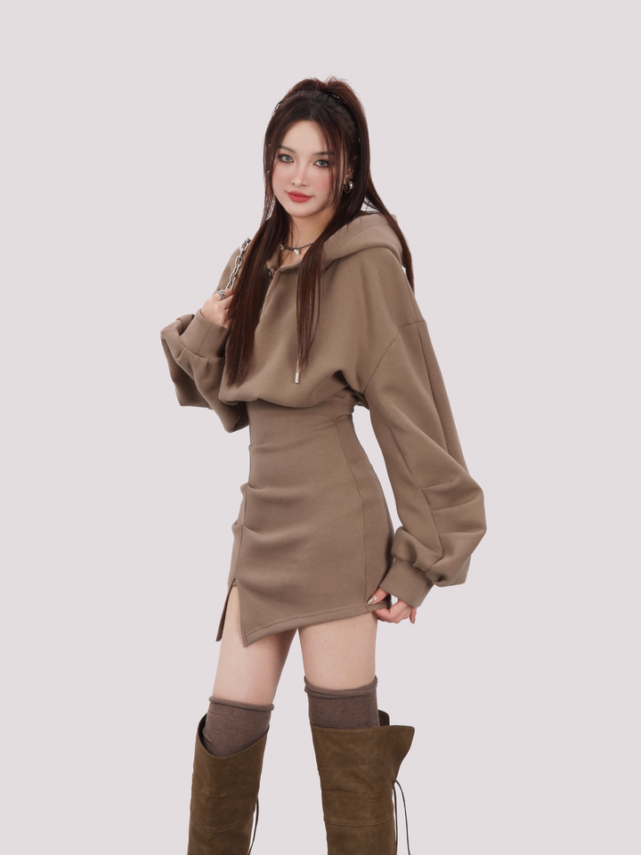 bear ear hoodie dress/mu1105