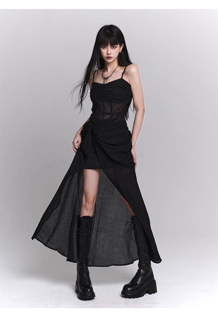 [Same-day delivery] black gothic one piece dress / LG1101