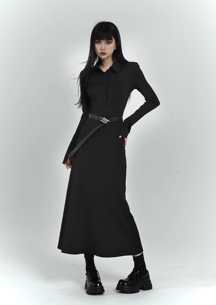 long sleeve polo dress/lg1129