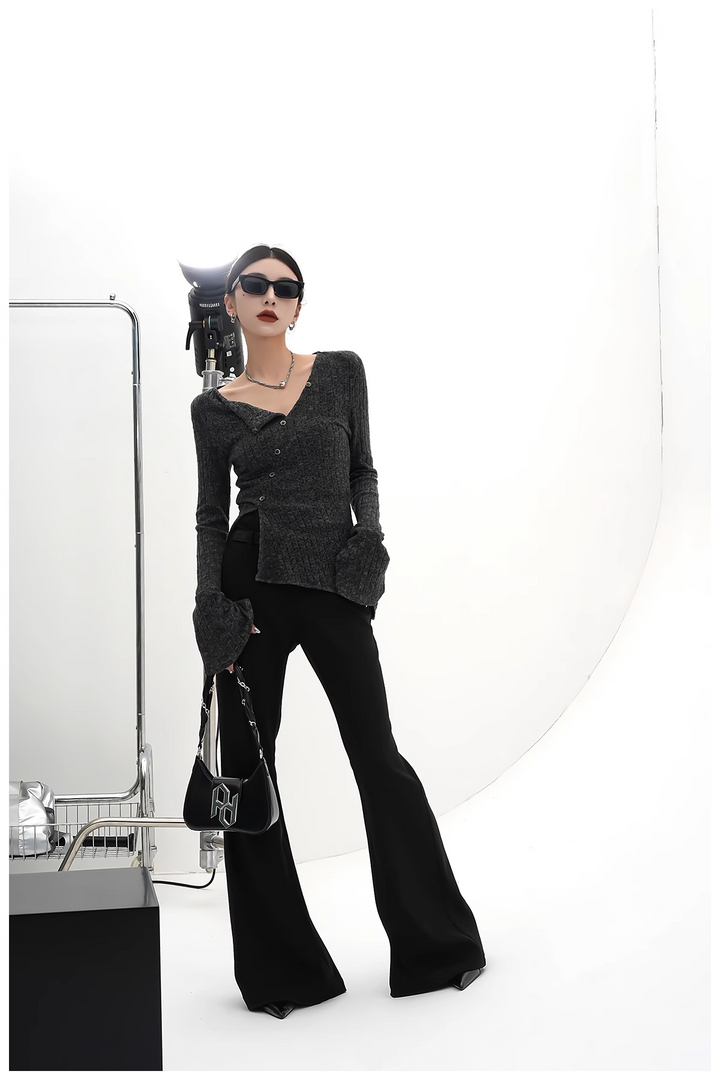 black flare long pants/sr1110