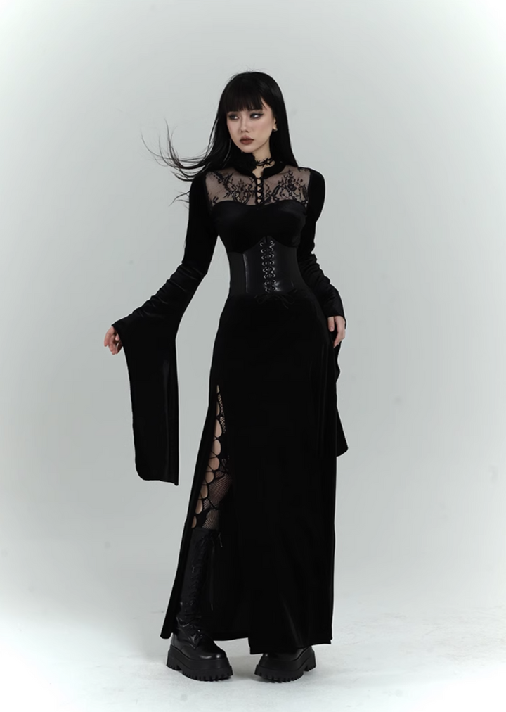 black velvet gothic dress+corset/lg1131