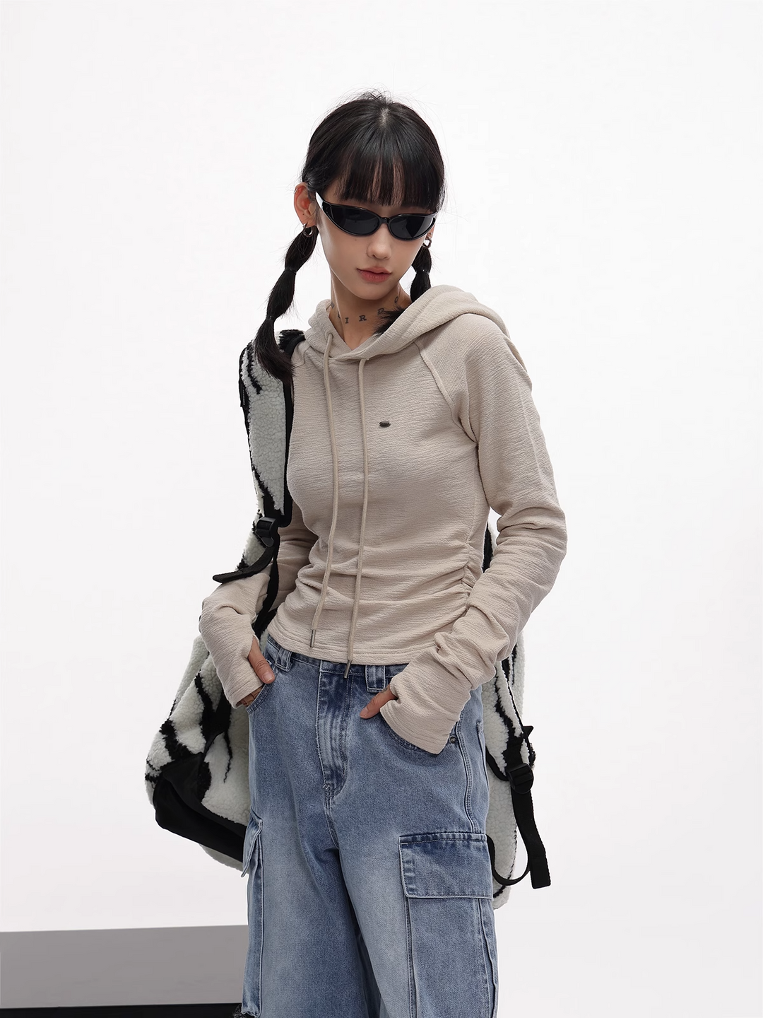 short drawstring hoodie/AS1106