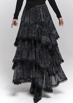 PAISLEY TIERED MIDI SKIRT / LG1499