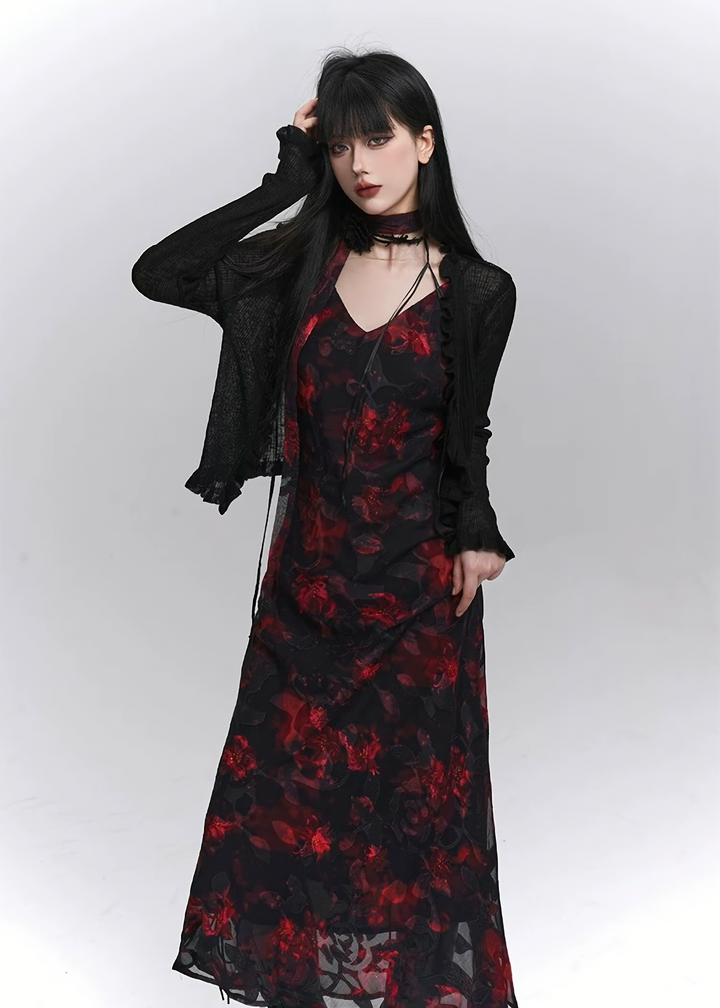 Dark Flower Long Cami Dress/lg1273_e4r
