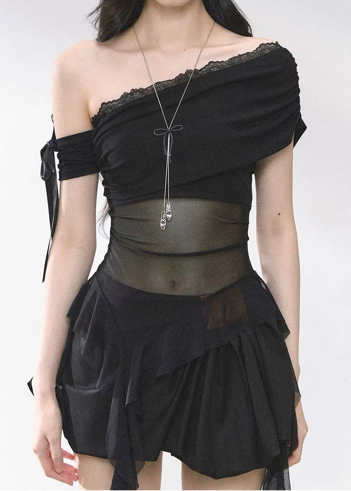 DARK ASYMMETRIC TOP &amp; BALLOON SKIRT / LG1652
