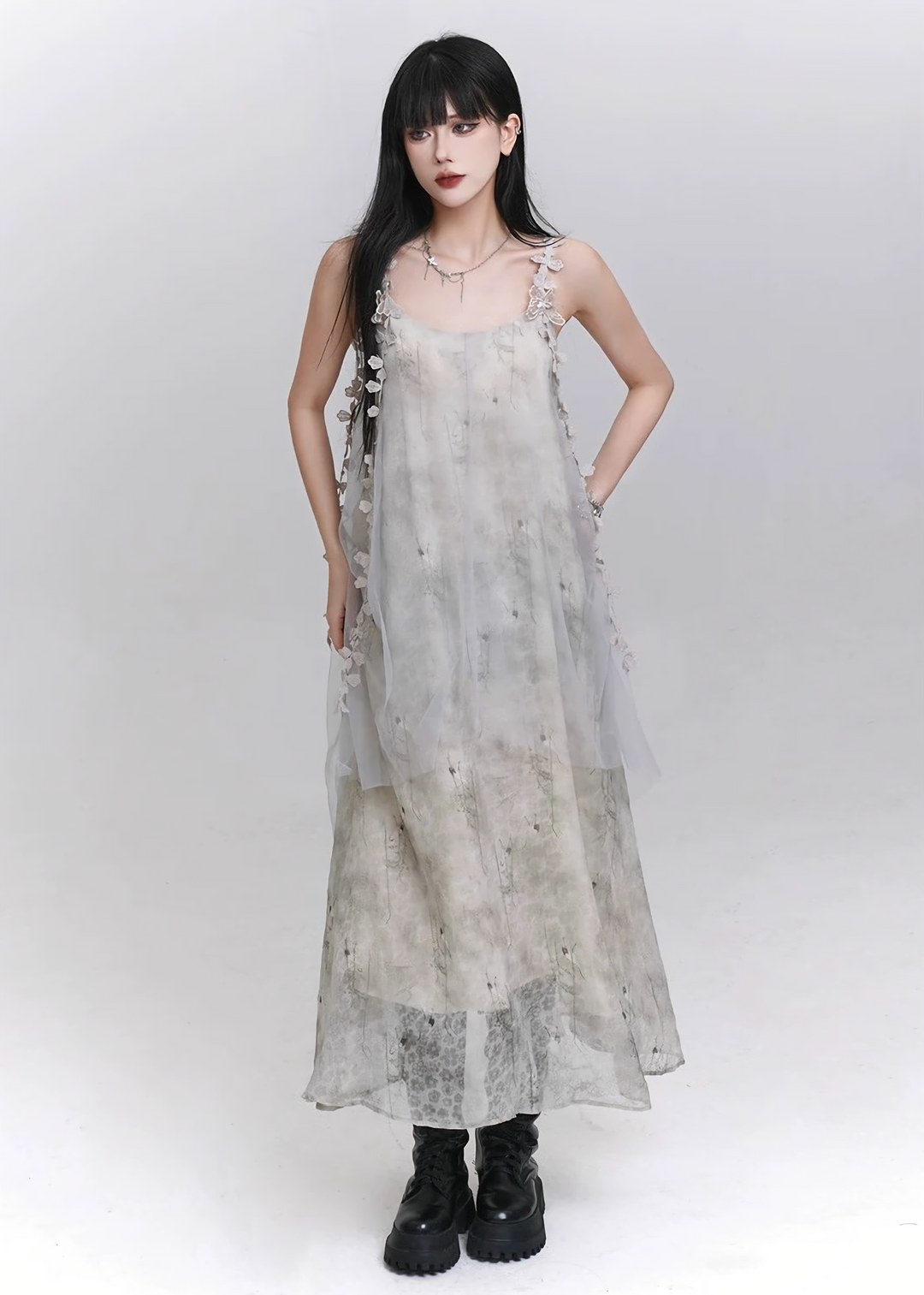 VEIL FLOWER LAYERED DRESS / LG1552