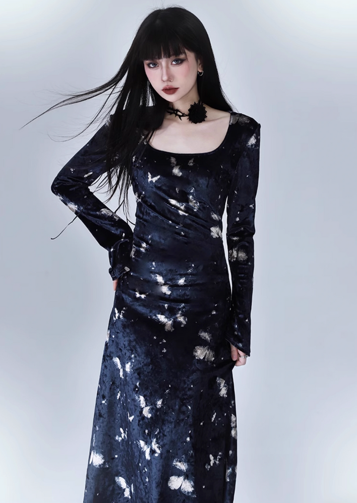 velvet butterfly starry night dress/lg1126